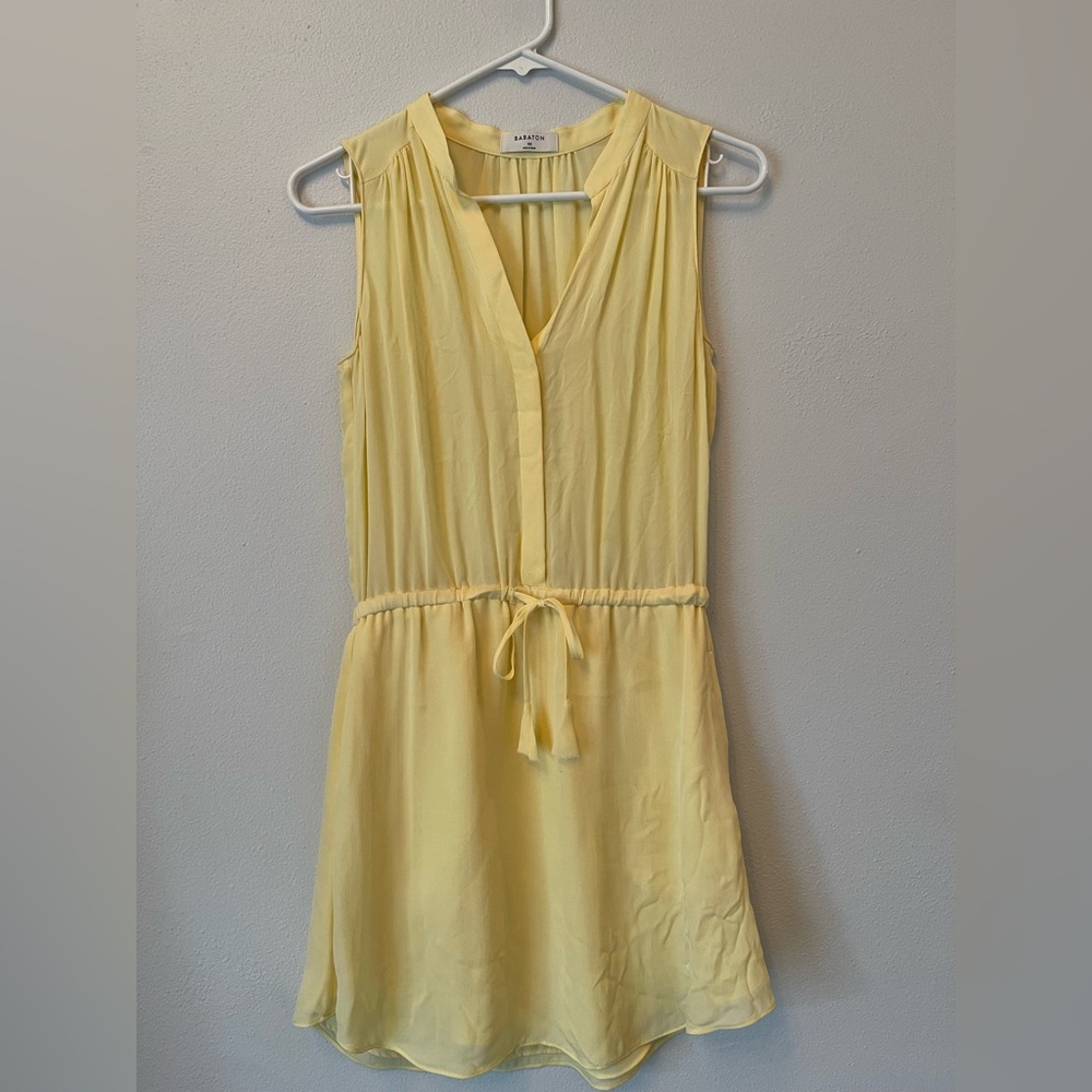 Aritzia Babaton Benedict 100% Silk Yellow Sleeveless Dress